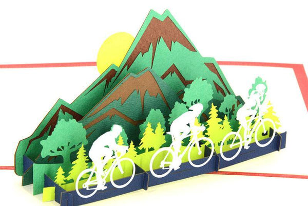Bikes on mountain road - Henry Pop-Up Cards