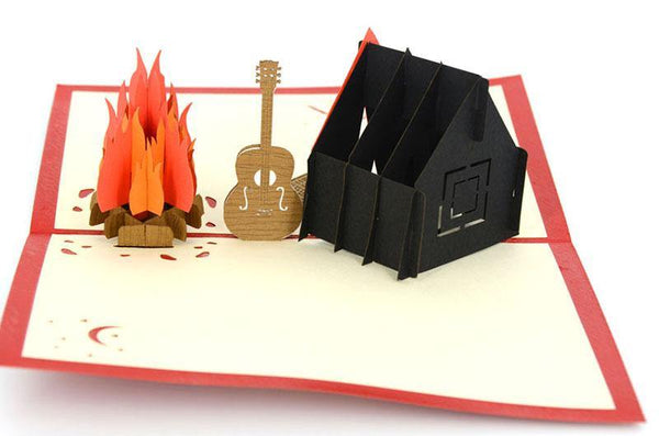Camp Fire and Guitar - Henry Pop-Up Cards