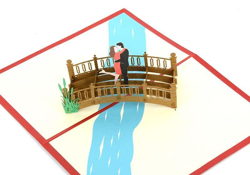 Couple Kissing On Bridge Henry Pop Up Cards