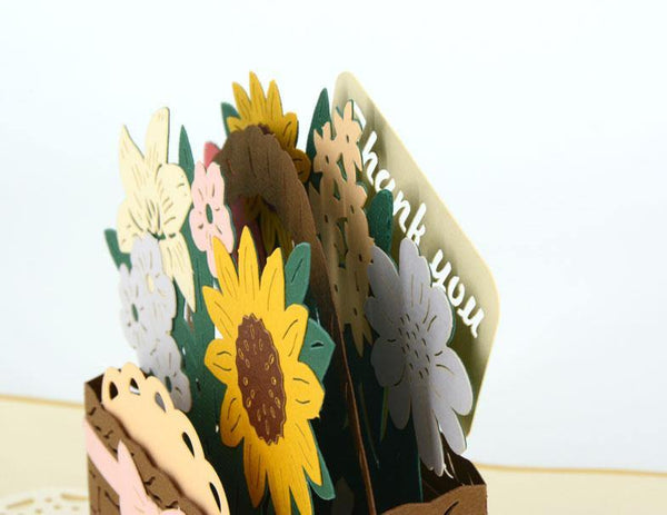 Thank You Flower Basket - Henry Pop-Up Cards