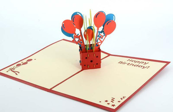 Balloons in box Happy birthday - Henry Pop-Up Cards