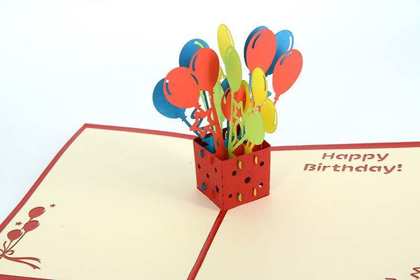 Balloons in box Happy birthday - Henry Pop-Up Cards