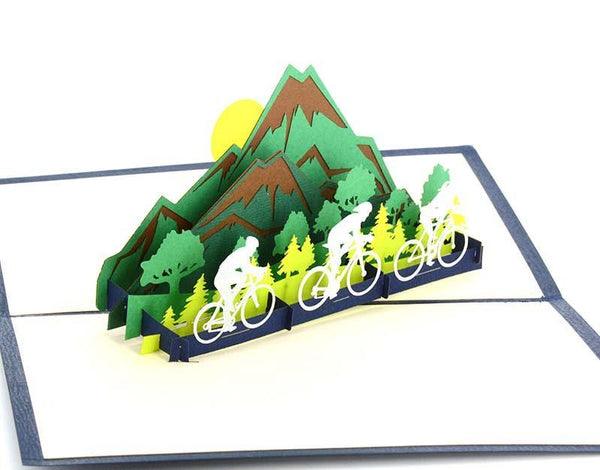 Bikes on mountain road - Henry Pop-Up Cards