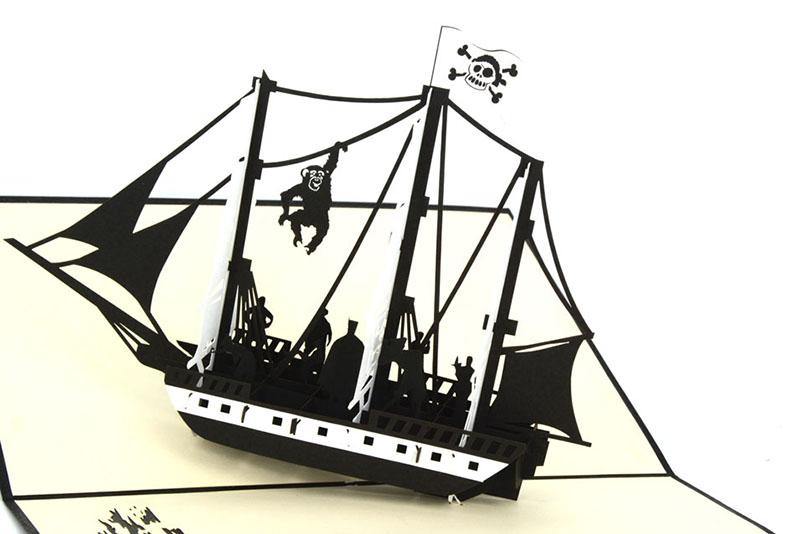Black Pirate Ship - Henry Pop-Up Cards
