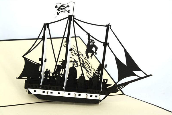 Black Pirate Ship - Henry Pop-Up Cards
