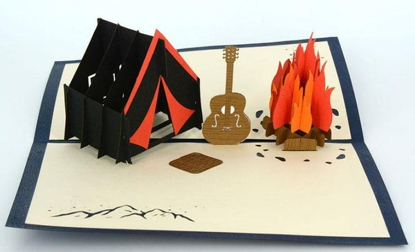 Camp Fire and Guitar - Henry Pop-Up Cards
