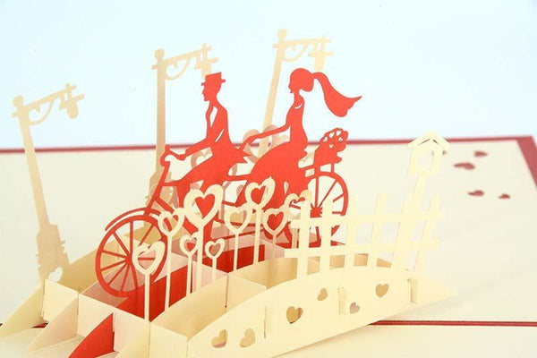 Couple on double Bike2 - Henry Pop-Up Cards