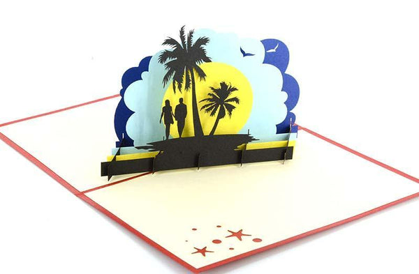 Couple under Palm Trees - Henry Pop-Up Cards