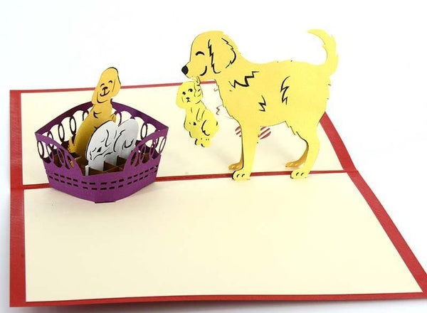 Dog and 3 Pups - Henry Pop-Up Cards