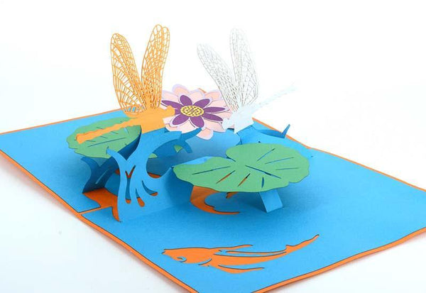 Dragonflies on Lotus - Henry Pop-Up Cards