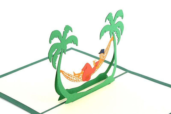 Hammock under palm trees - Henry Pop-Up Cards