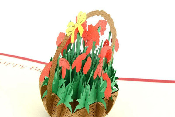 Birthday Basket of Carnations - Henry Pop-Up Cards
