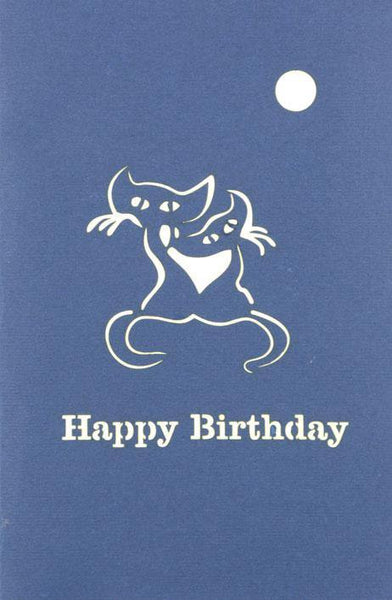 Two Cats on Branch Happy Birthday - Henry Pop-Up Cards