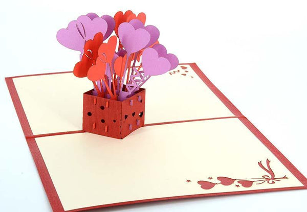 Love Heart balloons box - Henry Pop-Up Cards