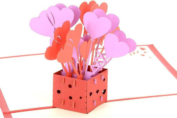 Love Heart balloons box - Henry Pop-Up Cards