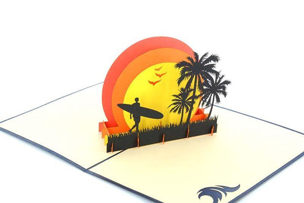 Men carrying surfing board - Henry Pop-Up Cards