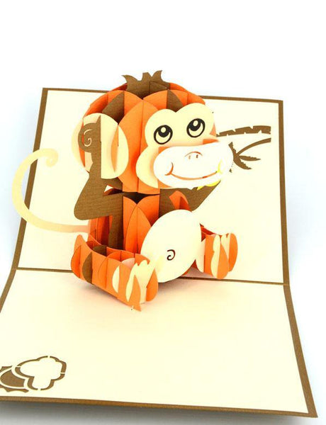 Monkey eating banana 3D - Henry Pop-Up Cards