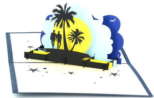 Two men walking on the beach - Henry Pop-Up Cards