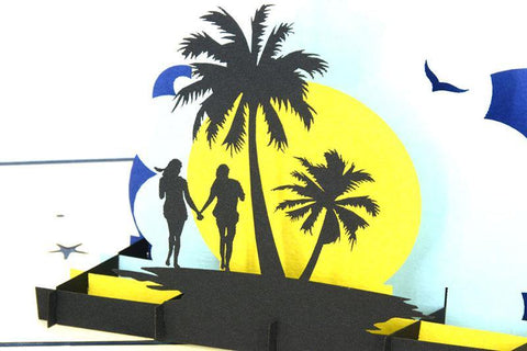 Same sex - Two Ladies walking on the beach - Henry Pop-Up Cards