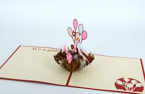 Stork Carrying a Girl 3D - Henry Pop-Up Cards