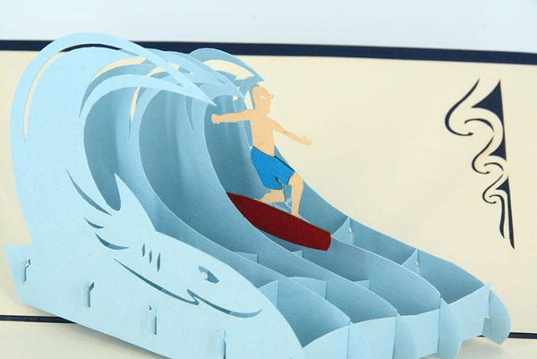 Surfing on big wave - Henry Pop-Up Cards