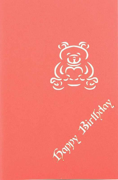 Teddy holding heart Happy birthday - Henry Pop-Up Cards