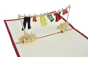 Clothes on Washing Line - Henry Pop-Up Cards